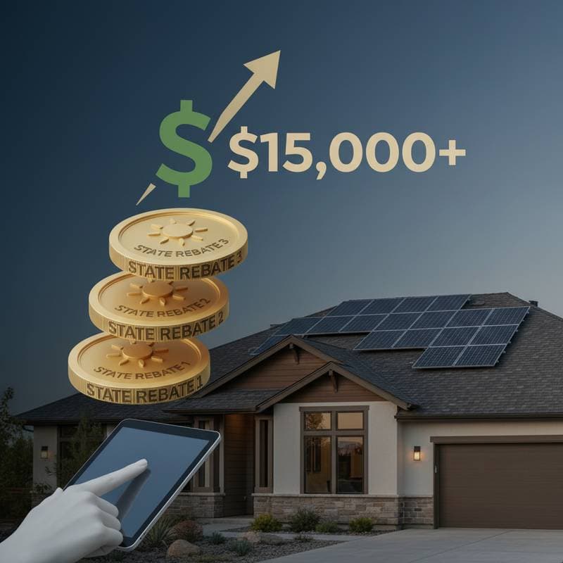 Featured image for Stacking 3 State Solar Rebates Saves $15K+