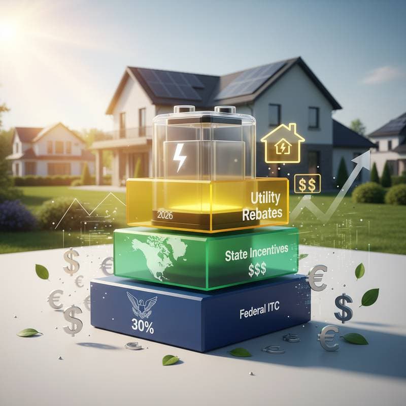 Image for Stack Solar Battery Rebates to Save $15K on Storage