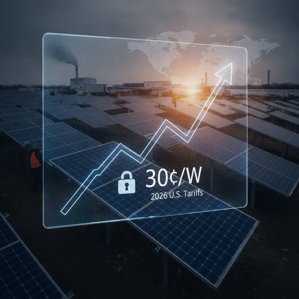 Image for 2026 Solar Tariffs Push Panel Costs to 30¢/Watt